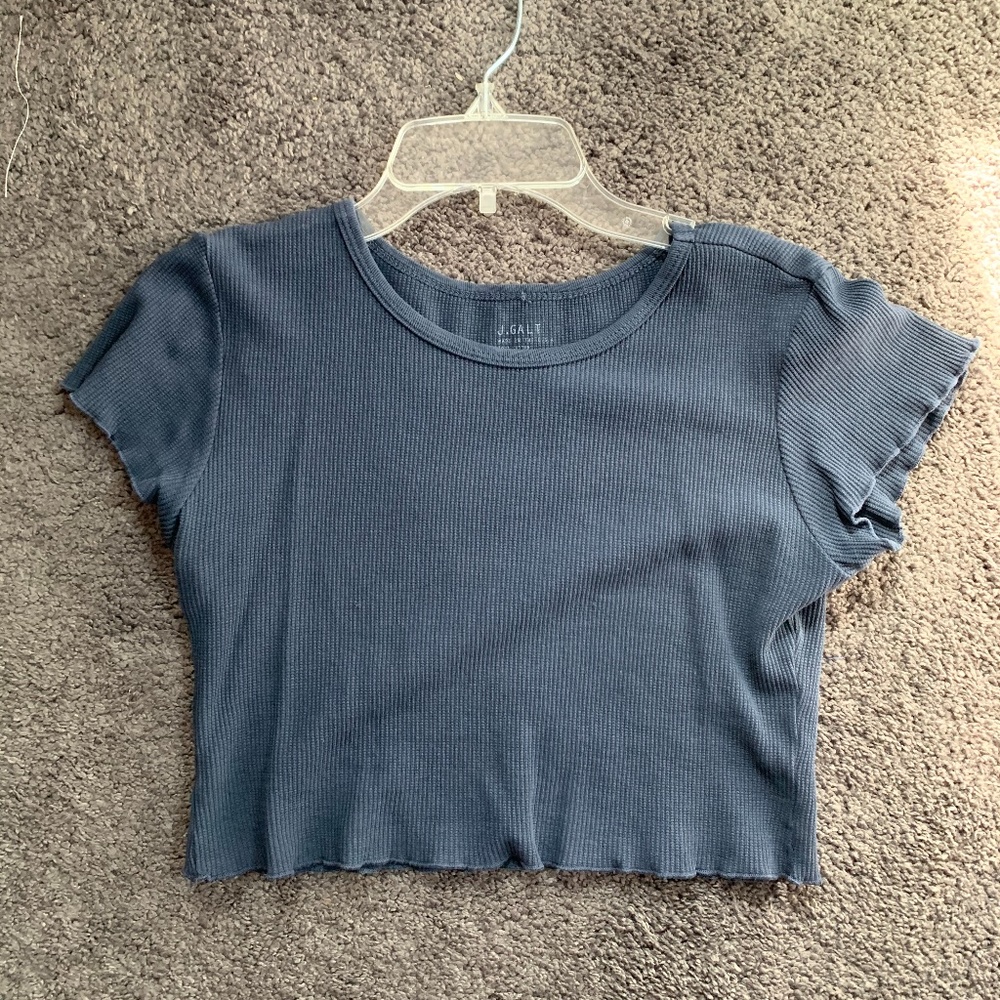 Brandy Melville Blue Thermal Crop Top